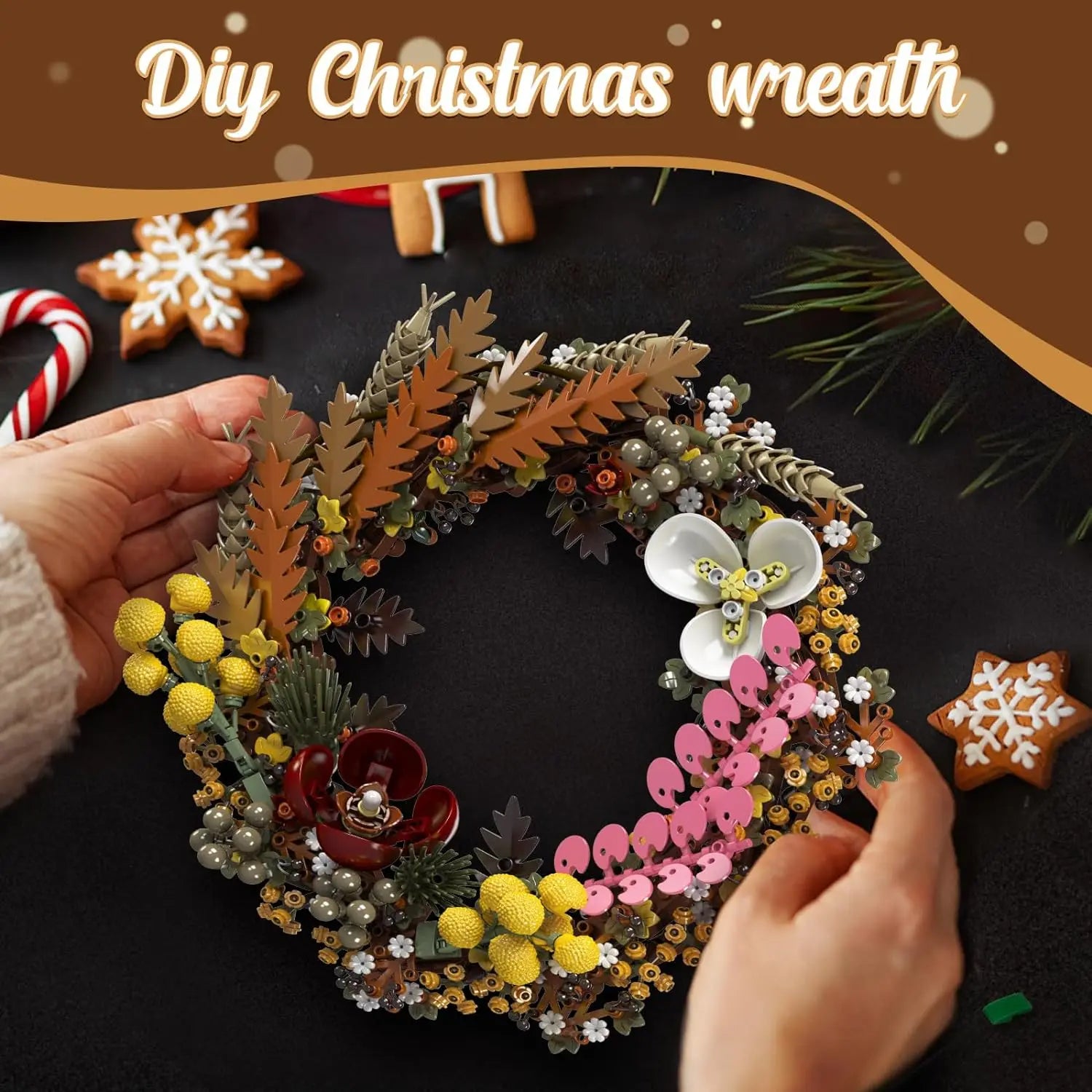 New Dried Flower Style Christmas Wreath - Blocks Boy