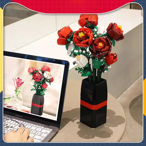 Creative Red Rose Vase Plants