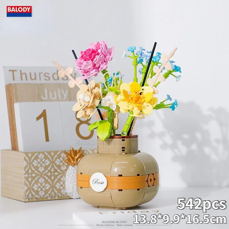 Flower Bouquet with Vase - Blocks Boy