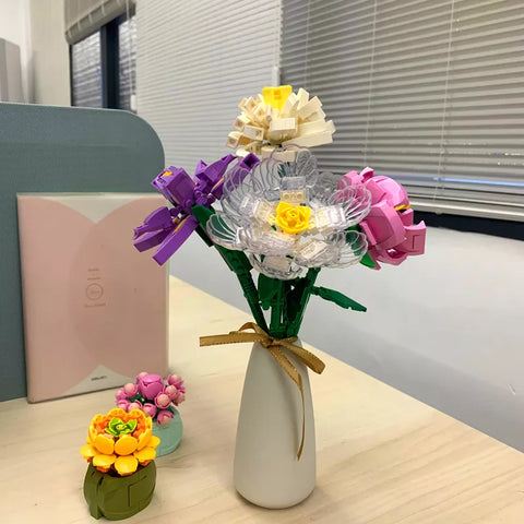 Construction Block Set Flowers Bouquet