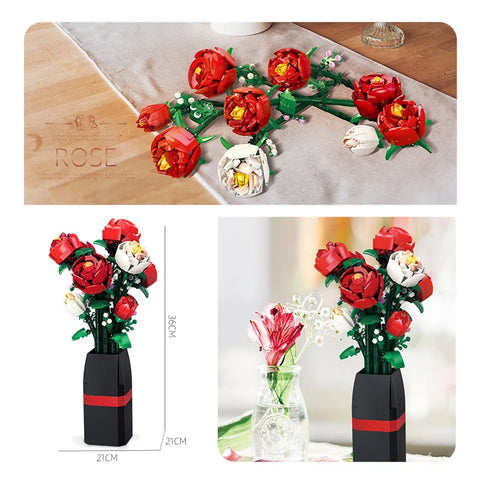 Creative Red Rose Vase Plants