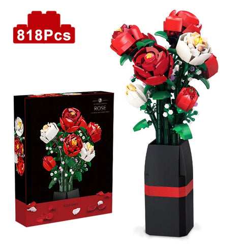 Creative Red Rose Vase Plants