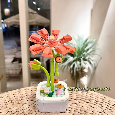 Potted building block flower City Creative Succulents Desktop Decoration Ornaments Building Blocks Bricks Toys Girl Gifts XMAS