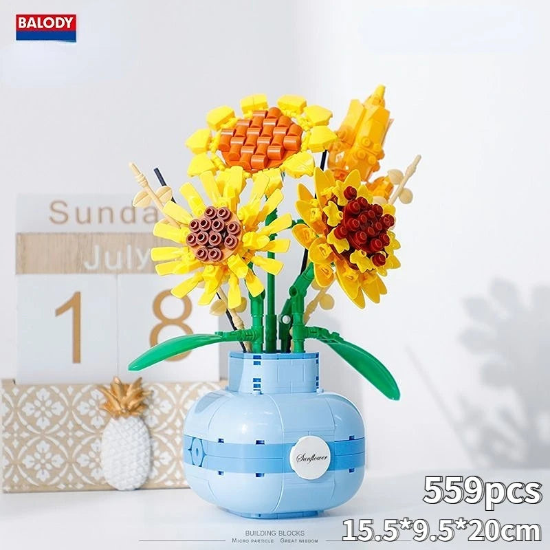 Flower Bouquet with Vase - Blocks Boy